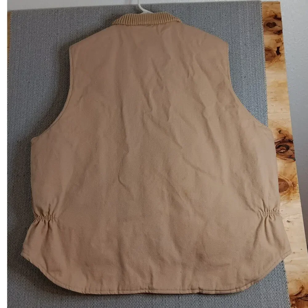 Tri-Mountain Canvas Vest Mens XL Tan Diamond‎ Quilt Lined Zip Outdoors Utility